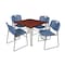 Kee/Zeng Square Cherry Table/4 Blue Chairs, Square, 36", 36" W, 29" H, Cherry TB3636CHBPCM44BE - alternate 1